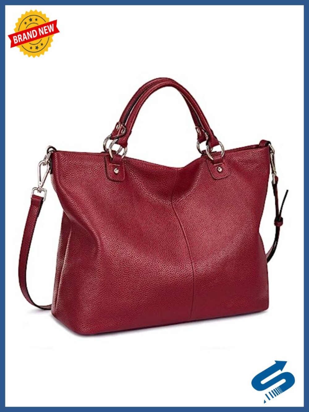Genuine Leather Top Handle Satchel Tote Purse with Adjustable Strap
